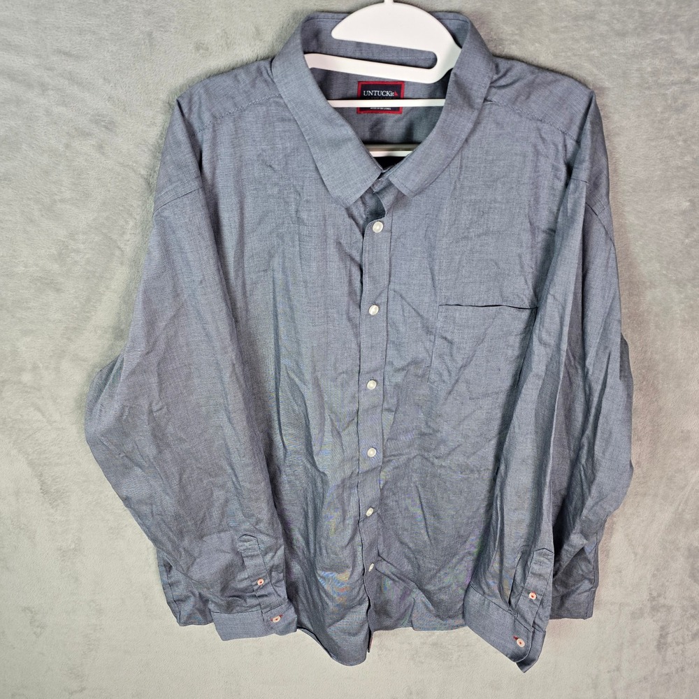 UNTUCKit Cesare-WF Navy Wrinkle Free Cotton Button Down Shirt Mens 3XL RN35451